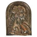 Silver over copper decorative plaque depicting a young woman in profile 20th c 18
