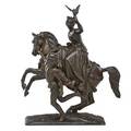 Jeanauguste barre french 18111896 bronze sculpture of mary of burgundy on horseback with falcon signed 20 12 x 17 x 6