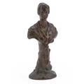 Figural cabinet bronze bust of a young woman early 20th c initialed k m 8