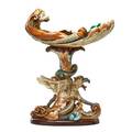 Wilhelm schiller  sons majolica compote stylized serpent decoration early 20th c impressed wss on base 17