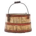 New york clam and oyster bucket with handle 19th c stenciled h edwards 209 duane st ny 9 12 x 14