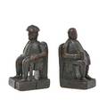 Pair of folk art bookends carved seated figures 19th c taller 7 12