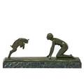 Paul silvestre french 18841976 bronze sculpture of a nude woman and a leaping goat on marble base 20th c signed 7 14 x 16 12 x 4