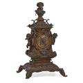 Bronze french figural mantel clock cherub decorated time and strike eightday movement ca 1900 24