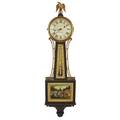 E howard banjo clock mahogany case the reverse painted panels depicting the battle of bunker hill 8 day time only weight driven early 20th c signed 39 x 10