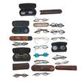 Assorted eyeglasses eighteen pair in various sizes and shapes most with cases 19th20th c largest 7