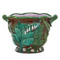 Minton majolica jardiniere floral spray and fern decoration 1873 minton cypher mark 13 x 19 x 14 14