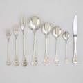 Rosenthal romance sterling flatware service parcelgilt piece service for eight with extras and five serving pieces 10 forks 7 78 10 forks 6 1316 8 oval soup spoons 7 18 9 teas