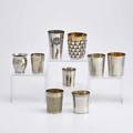 Nine silver cups various continental marks 18th19th c tallest 4 18 3095 ot gw