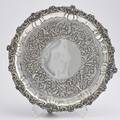 James fray silver salver cast shell and scroll border on bracket feet lushly chased with eagles among fruiting foliage dublin 1834 17 8337 ot