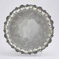 Rococo silver salver foliate scroll chasings shell rim ball on claw feet edward jay london 1788 15 12 503 ot