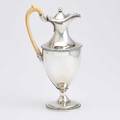 George iii sterling lidded ewer urn form hinged lid ball final applied bead bands ivory handle with leaf junctures london 1789 maker mark for thomas ollivant 11 34 2479 ot
