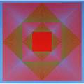 Richard anuszkiewicz american b 1930 crimson sanctuary 1965 liquitex on board kulicke frame signed and dated 35 34 x 35 34 exhibition optical art circulated by the museum of modern a