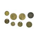 Us gold and silver coins eight pieces including 1889 100 gold in high grade 1854 100 gold 4 california gold tokens etc