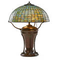 Tiffany studios table lamp geometric shade