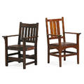 Gustav stickley two armchairs