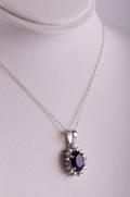 Sterling Silver  LC Sapphire Pendant Necklace
