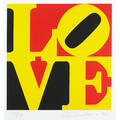 Robert indiana american b 1928 book of love no 9 black yellow and red 1996 screenprint on paper framed signed dated and numbered 65200 20 38 x 19 38 sight publisher american