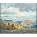 Louis oscar griffith american 18751956 autumn clouds oil on burlap framed signed 10 x 11 12 provenance private collection california