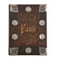 Faust von goethe ester theil decorative binding rebound with mounted silver plate medallions sculpted by r schoegl 1874 20 14 x 15 x 2