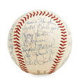 19671968 st louis cardinals autographed baseball twentynine signatures bob gibson ed spiezio red schoendienst orlando cepeda dave ricketts tim mccarver mike shannon nelson briles bob mill