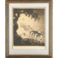 Louis icart french 18881950 etching on paper gust of wind 1925 framed signed and marked ea 26 14 x 22 sheet