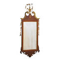 Federal parcelgilt mirror inlaid mahogany with shell and urn finial ca 1820 57 x 23 12