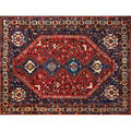 Oriental area rug red center medallion with blue diamonds 20th c 115 x 78