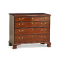 Delaware valley chippendale chest of drawers mahogany with four graduated drawers on ogee bracket feet 18th c 33 14 x 38 34 x 21 12