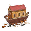 Folk art noahs ark two one large one diminutive noahs ark both with small carved animals possibly german or american early 20th c larger 19 12 x 7 12 x 31 12 provenance private coll