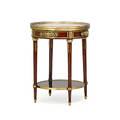 Louis xvi style side table gilt metal mounted with low shelf and one drawer 31 14 x 24
