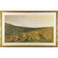George lucas british fl 18631899 watercolor on paper of harvesting scene framed signed 34 x 56 sight