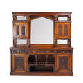 Victorian mirrored top sideboard walnut with carved paneled doors 19th c 84 12 x 83 12 x 24 12