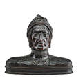 Italian woodcarved bust poet dantes on hardwood stand 20th c 145 12 x 18 x 7