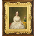 19th c english portrait oil on metal portrait of ms m goodyear framed 17 12 x 15 12 overall