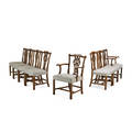 Set of george iii style dining chairs eight walnut with pierced splat on pad feet comprising two armchairs and six side chairs 38 x 22 x 19