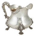 Black starr and frost sterling silver pitcher water pitcher scrollwork border and shell feet late 19thearly 20th c 8 x 6 12 x 10 252 ot