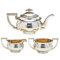 Chinese export silver tea service three teapot creamer and sugar early 20th c teapot 8 34 length 26 ot
