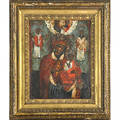 Greek icon panel of madonna and child late 18th19th century framed 15 x 11 12