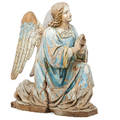 Italian woodcarved angel handpainted polychrome decoration in kneeling position 18th19th c 21 14 x 10 x 15 12