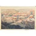 Hiroshi yoshida japanese 18761950 two woodblock prints niagara falls and grand canyon 1925 signed and titled 10 14 x 15 12 provenance private collection connecticut acquired from