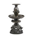 Japanese meiji bronze centerpiece vase with applied dragon and underplate mounted on pierced foliage base early 20th c marked 21