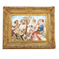 Italian porcelain plaque handpainted classical genre scene in elaborate gilded frame 19th c 11 12 x 15 9 sight