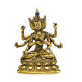 Tibetan giltbronze figure sinotibetian deity usnisavijaya in seated position with incised yingyang to base 4 12