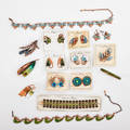 22 pieces enameled copper jewelry matisse renoir collection in bluegreen colors seven pairs ear clips three brooches three bracelets two link necklaces organic and geometric motifs many on o