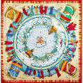 Hermes silk prieres du vent scarf blue and red by dimitri rybaltchenko 34 12 x 35 in original box with neiman marcus tag