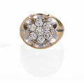 Gentlemans 14k diamond yellow gold ring rbc diamond cluster approx 14 cts tw tapered yellow and white gold setting ca 1975 unmarked size 8 14 75 dwt