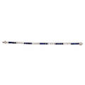 14k white gold diamond  sapphire line bracelet square set rbc diamonds approx 96 ct tw alternate with step cut synthetic sapphires ca 1960 marked 14k unidentified maker mark sjc in diamon