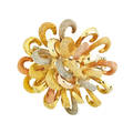 Tricolored 18k gold ribbon brooch circular cluster of bright and textured yellow pink and white gold ribbons second half 20th c marked 750 italian control marks retailed by verdura 1 12 x 1