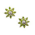 Peridot and diamond 18k white gold earrings faceted peridot petals surround diamond cluster diamonds approx 30 ct tw ca 2000 unmarked 78 77 dwt